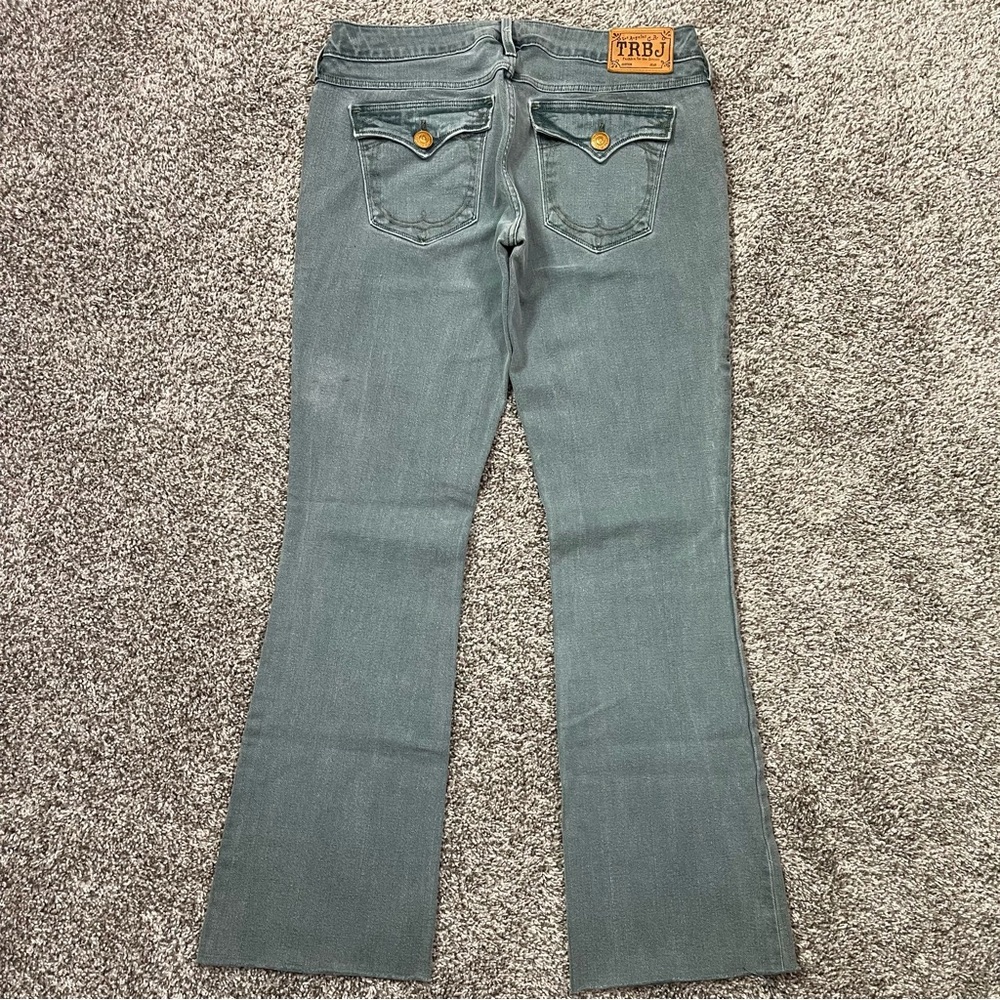 True Religion Becky Bootcut Flare Jeans Greenish Wash Size 30 Made in USA - Picture 5 of 14